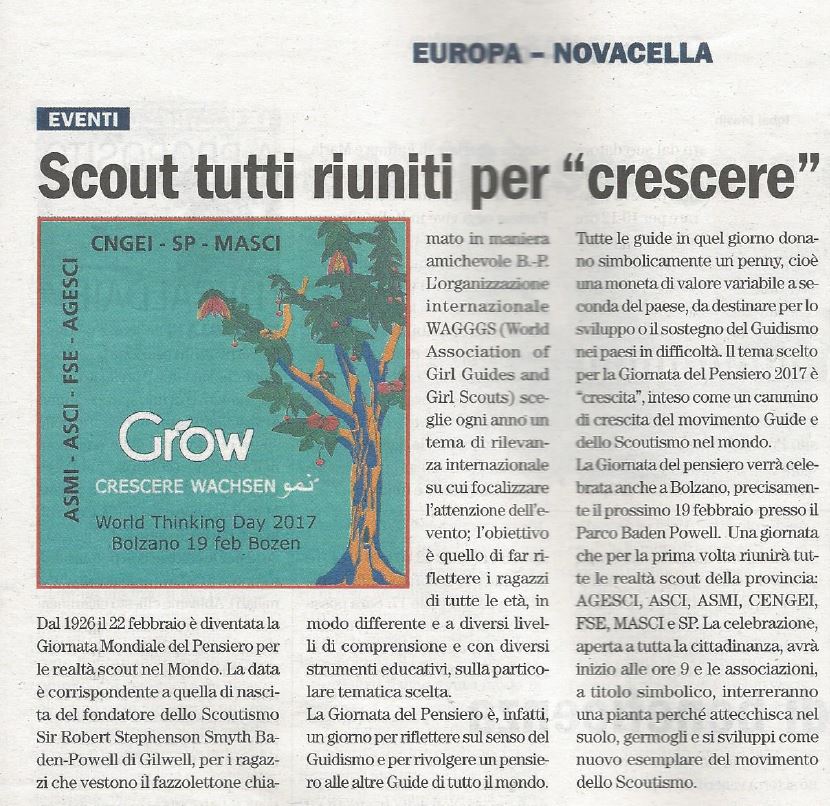 Articolo su “QuiBolzano” – Sezione Scout di Bolzano del CNGEI