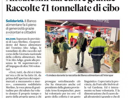 Articolo sull'”Alto Adige” del 2 dicembre 2019